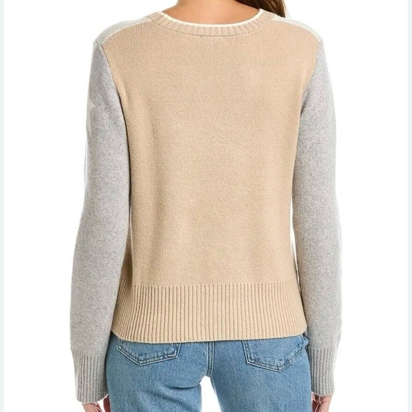 Splendid Mally Colorblock Star Knit Pullover Sweater Women’s Size XS Cream Gray - Picture 3 of 8